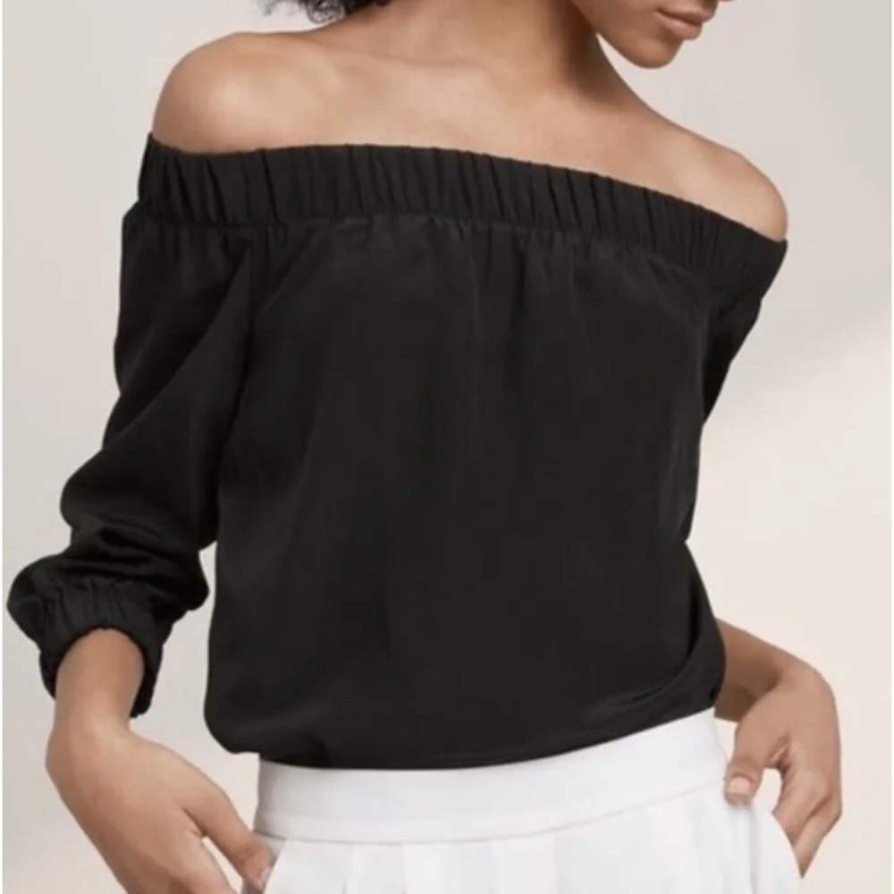 Aritzia Cream Off-Shoulder Blouse